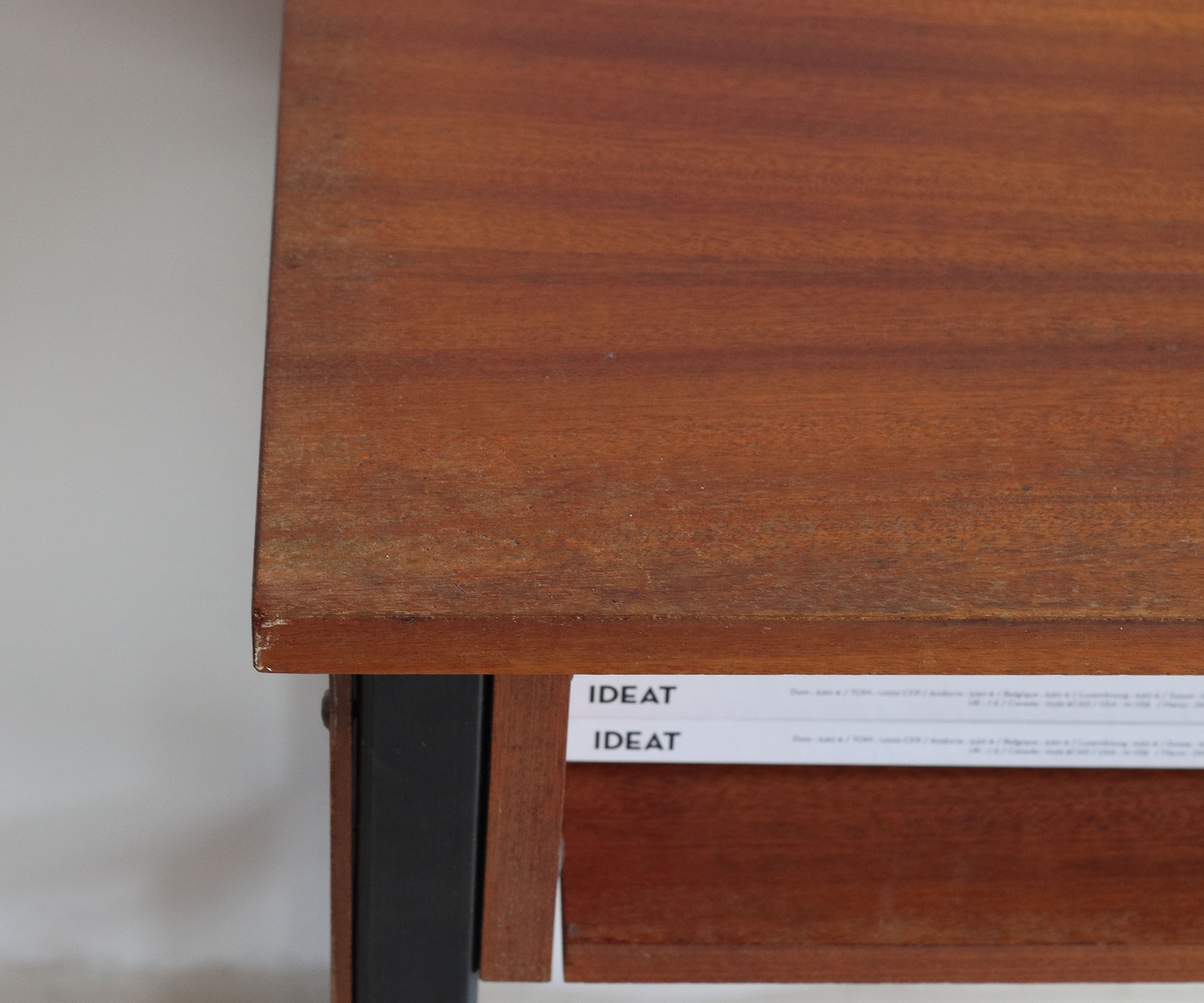 60s modernist style desk in black and mahogany laqué wood