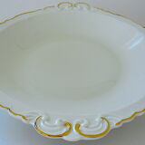 Hollow dish in white porcelain, golden lip.