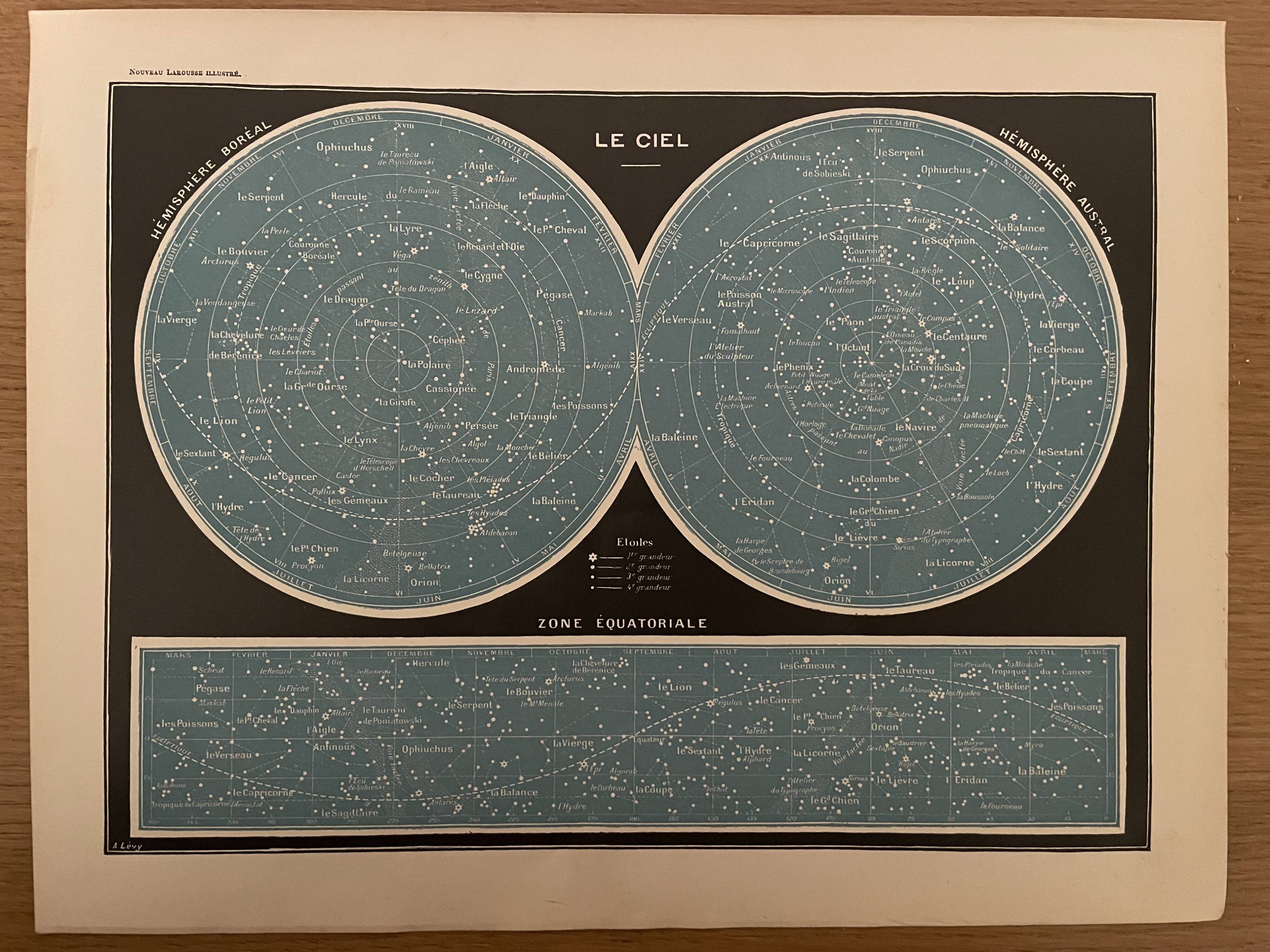 Lithograph engraving on the sky of 1897