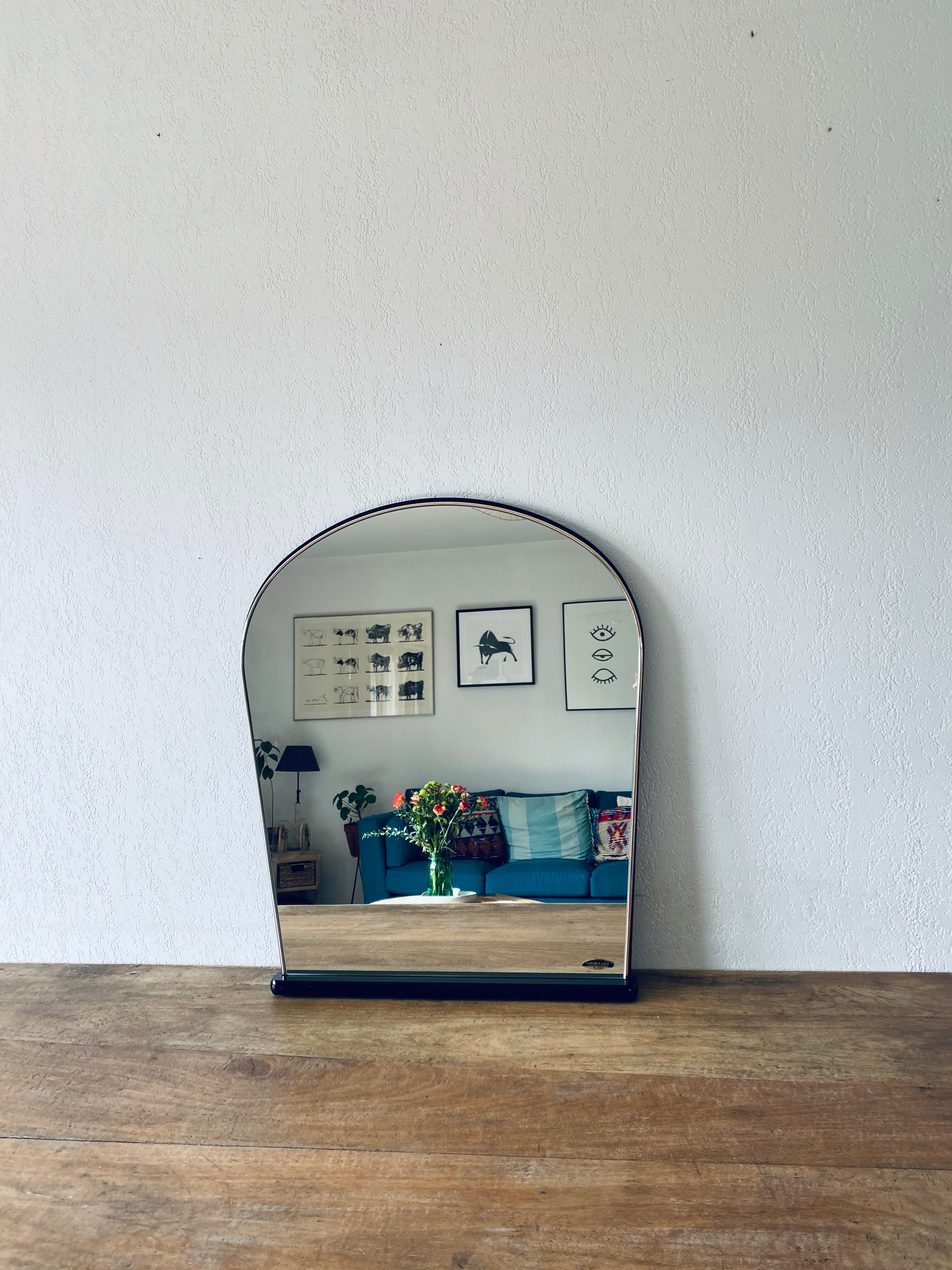 Black and gold art deco mirror - 81x69cm