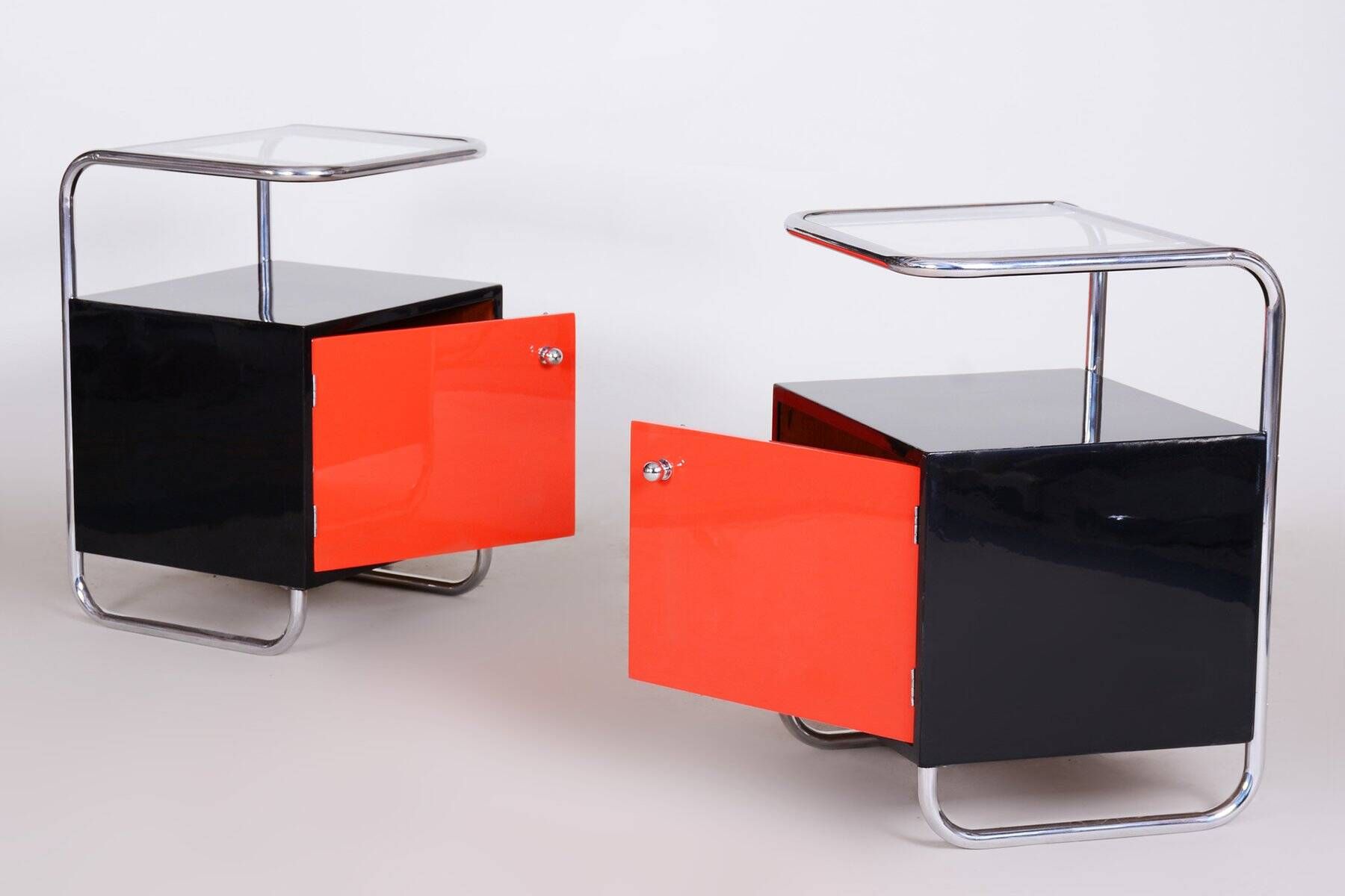 Bauhaus Bedside Tables attributed to Vichr & Spol, 1930s, Set of 2