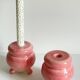 Paire bougeoirs ceramique rose