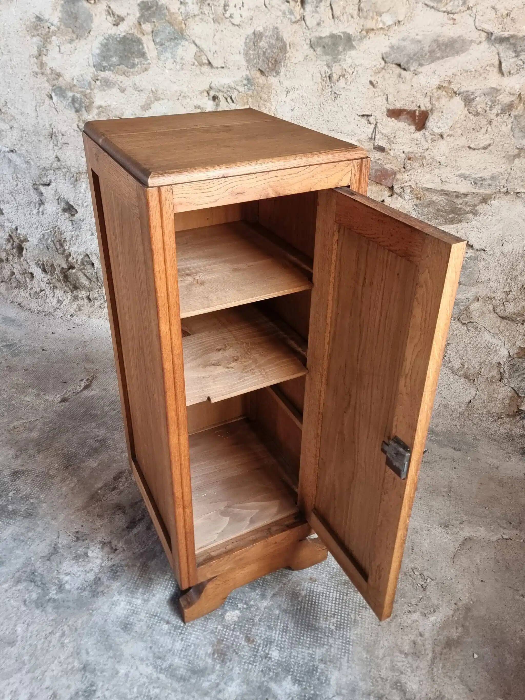 Armoire française Art déco des années 1920 – Petit placard de rangement verrouillable avec étagères (100 cm)