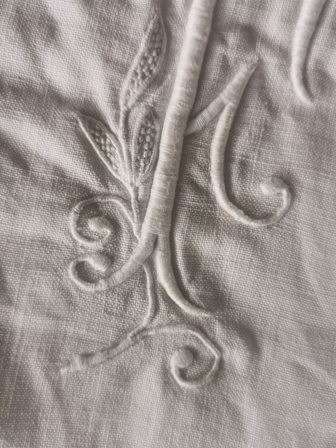 Old very large linen sheet monogrammed BF