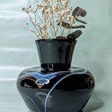 Vase Verrerie de Maure - Vieil black and scrolls