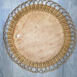Rattan flower mirror