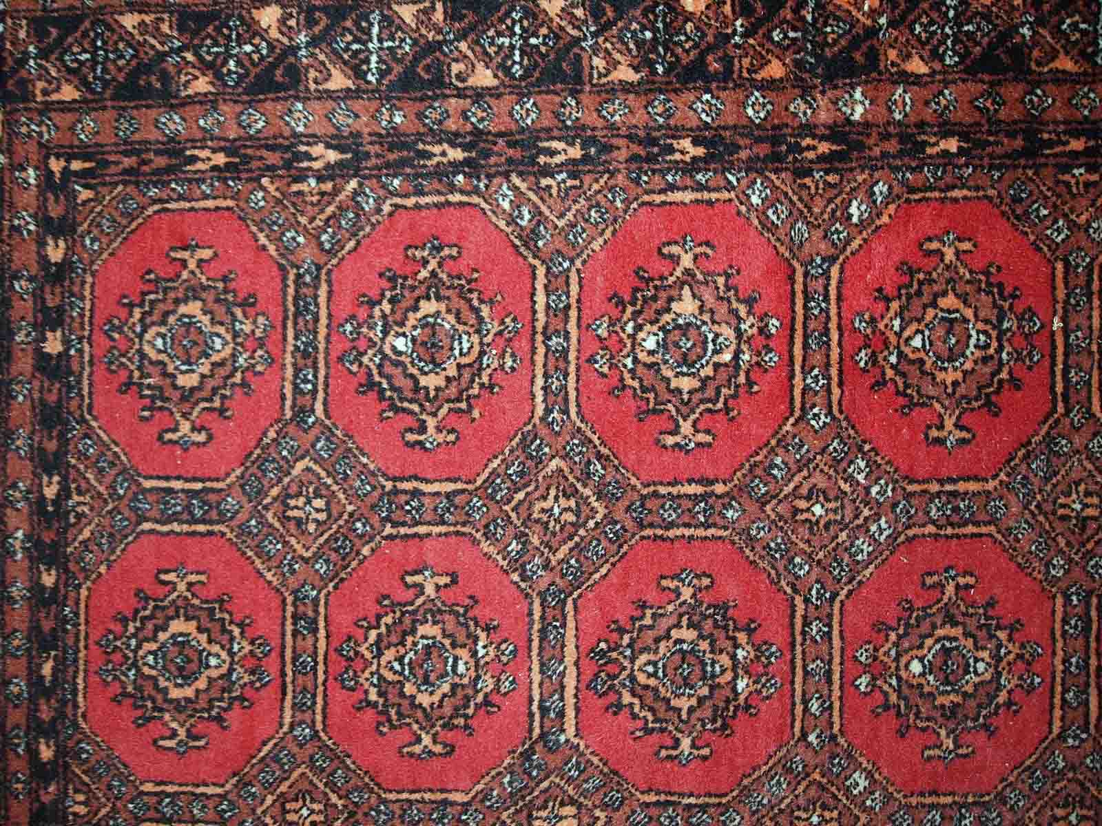 Vintage carpet Uzbek Bukhara handmade 121cm x177cm 1960s, 1C740