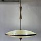 Large UFO design ceiling light in brass and printed glass, 1950s, Italy.