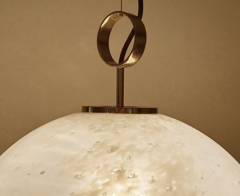 Suspension vintage en verre de Glashütte Limburg, années 1970