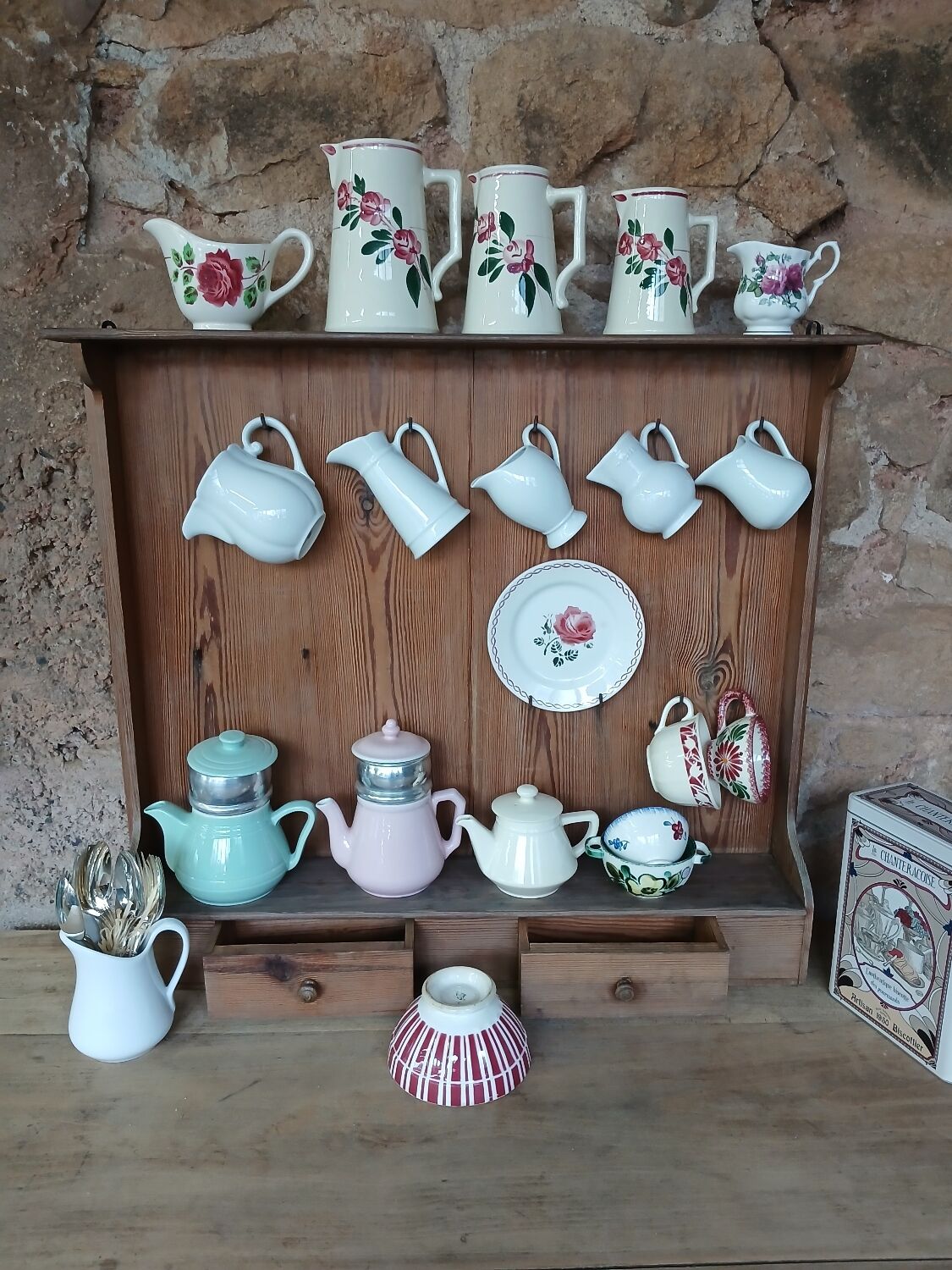 Antique wooden wall shelf