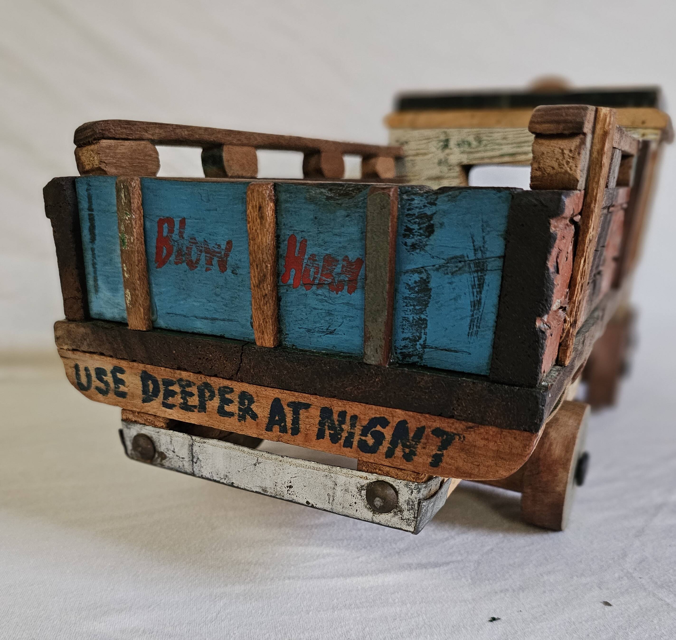 Indian tata truck handmade in polychrome wood