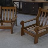 Pair of oak armchairs