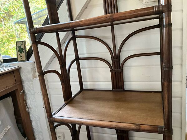 Bibliothèque en rotin, années 70