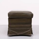 Pouf en cuir vert. Allemagne des années 1970