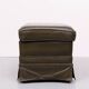Green Leather Pouf . 1970s Germany