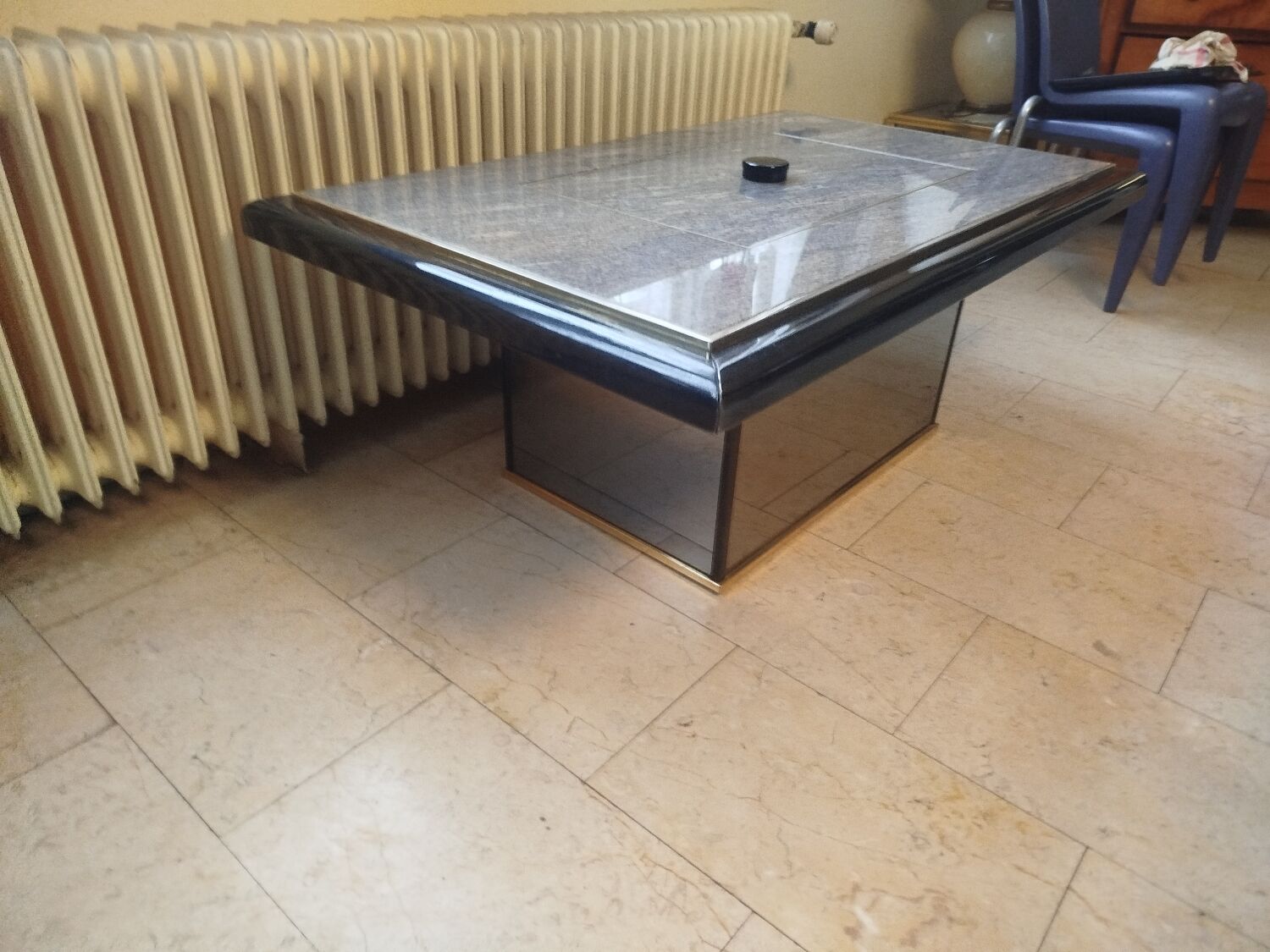 Transformable coffee table in marble and brass – fedam – italian design