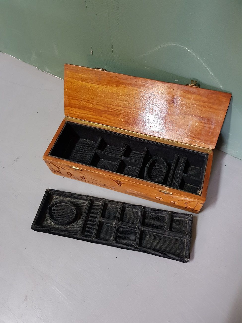 Early 20th Century Dutch Carved Wooden Jewelry Box