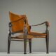 Swiss Leather Safari Chair attributed to Wilhelm Kienzle for Wohnbedarf