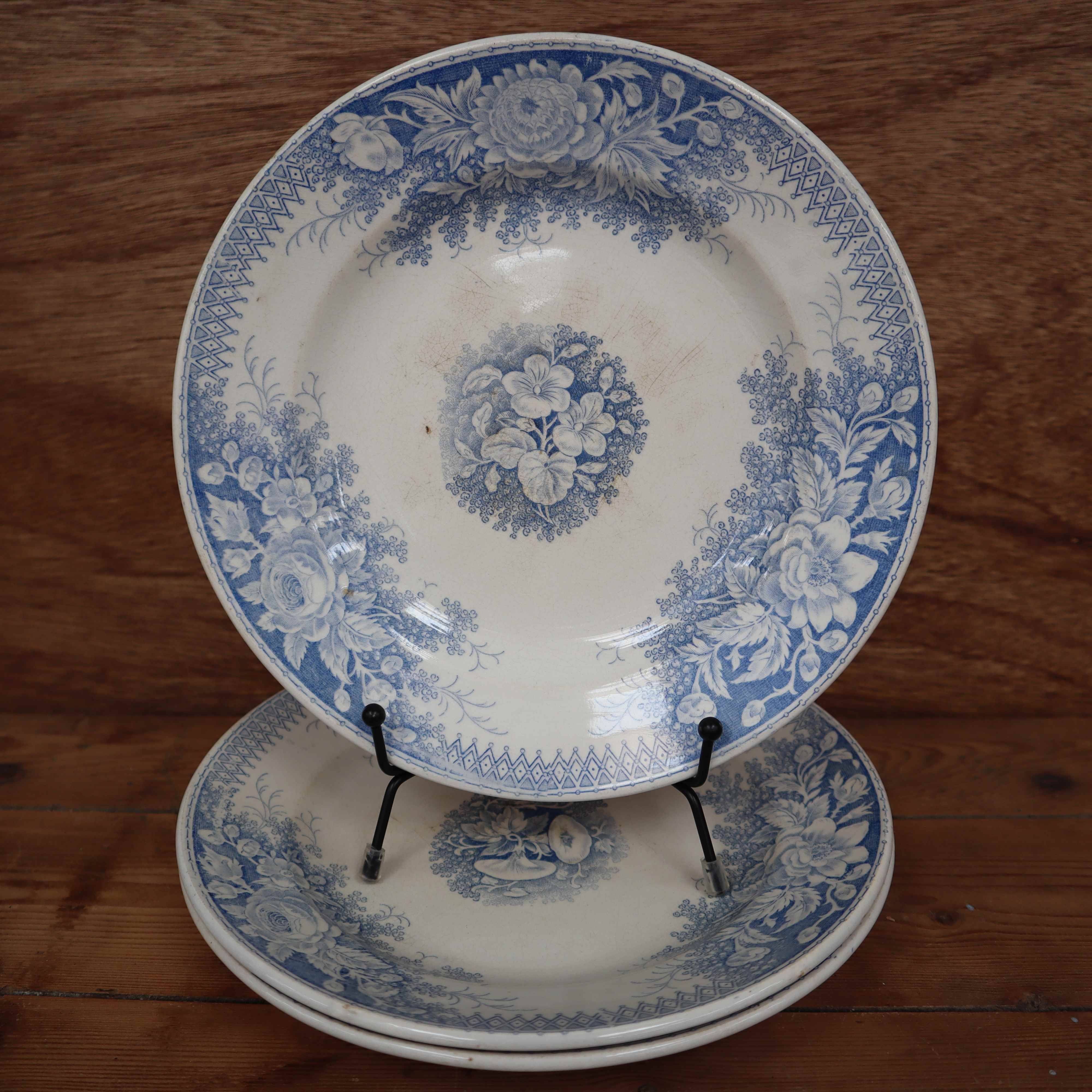 3 deep plates Sarreguemines Jardinière Terre de Fer