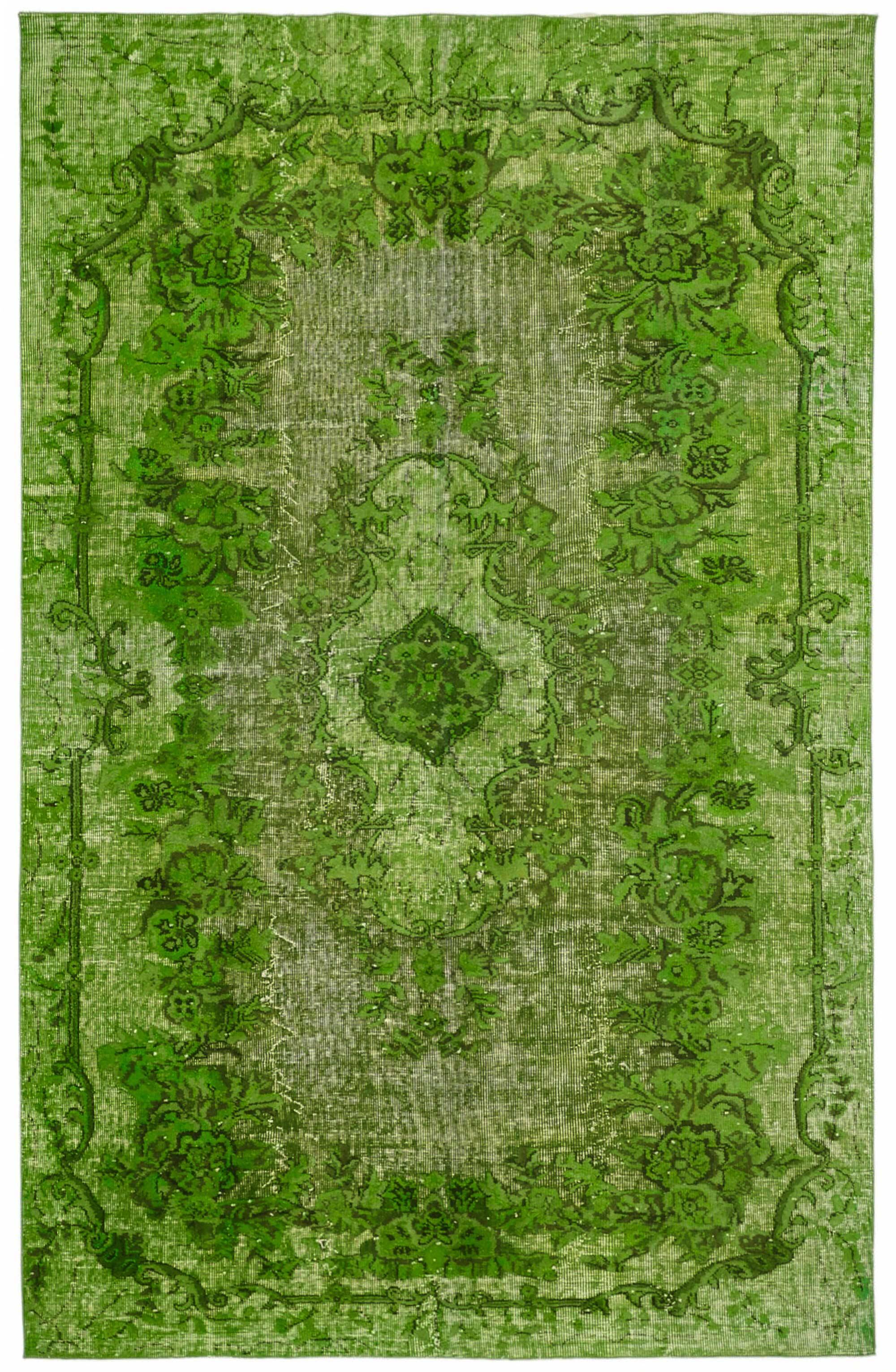 Overdyed Wool Vintage Handmade Carved Rug 180 cm x 288 cm