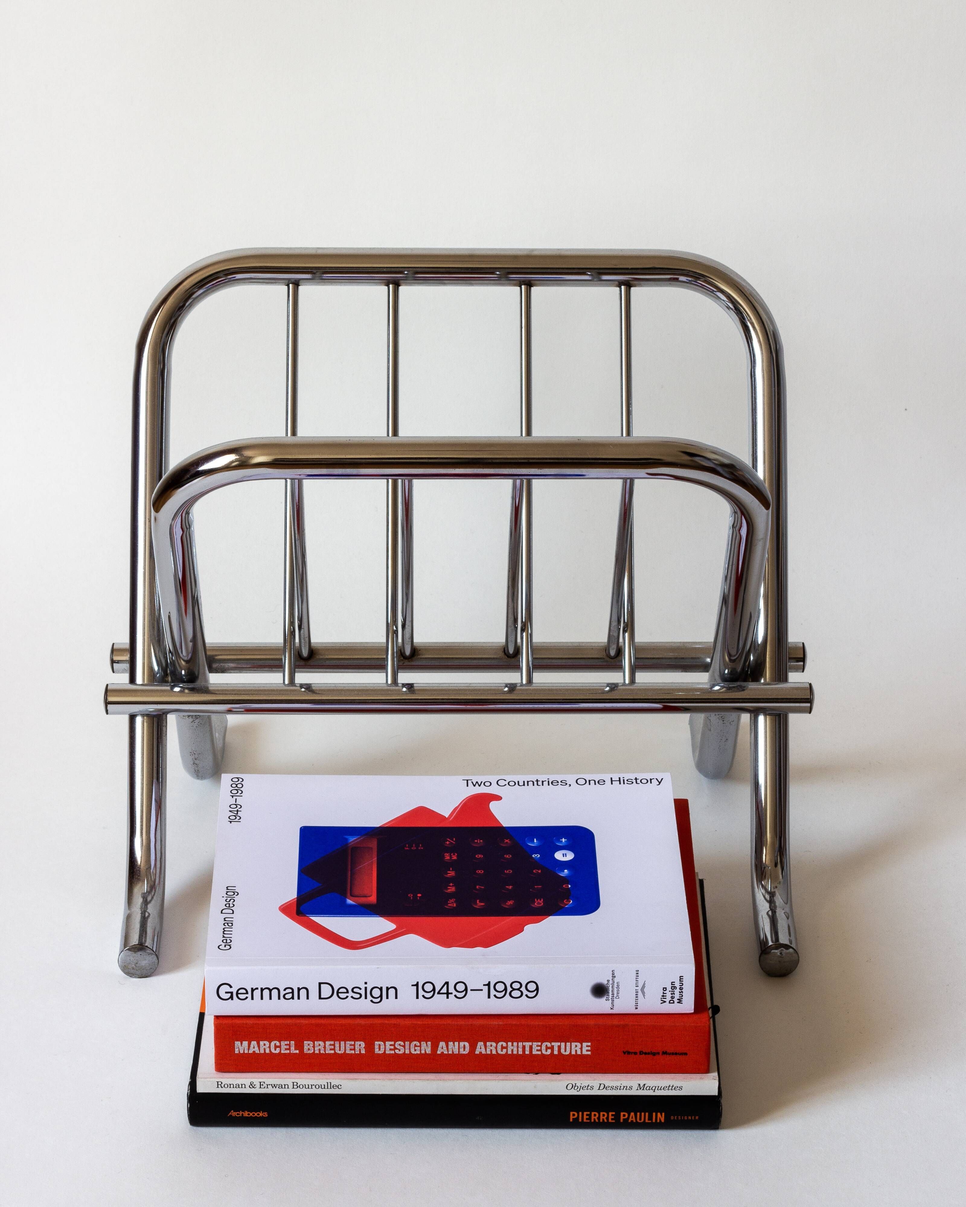 Chrome tubular steel magazine holder, Le Zack 1980