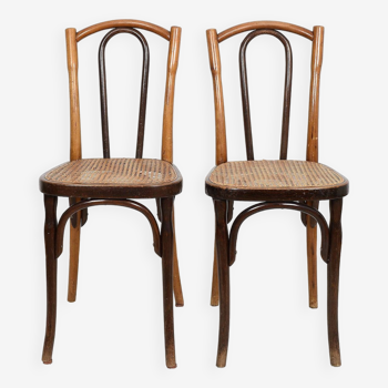 Paire de chaises bistrot JJ. Kohn en bois courbé