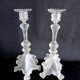 Pair of pressed molded glass candlesticks from Val St Lambert model Griffon