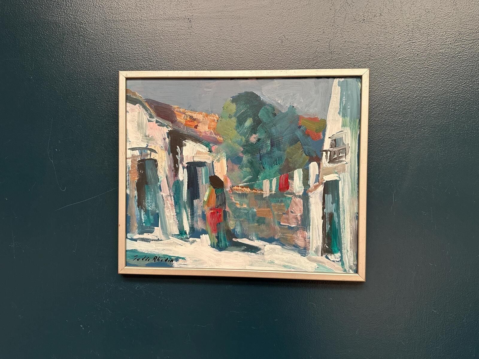 Original Swedish Oil On Panel – “Spanish Houses” By Tedde Rhodin