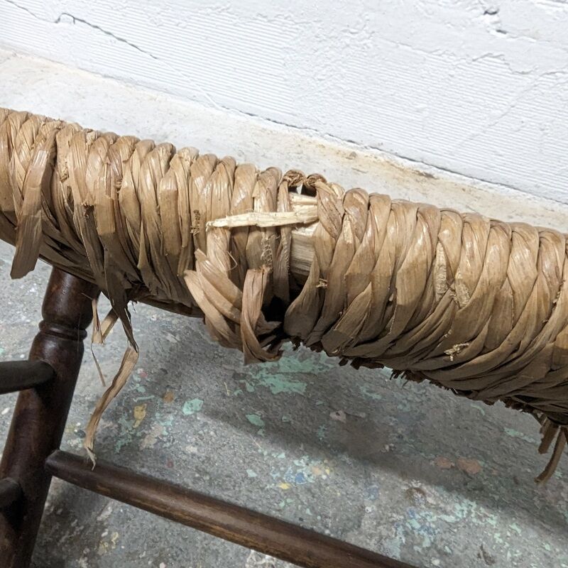 Wooden foot stool and straw