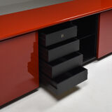 Red lacquer credenza by Giotto Stoppino for Acerbis