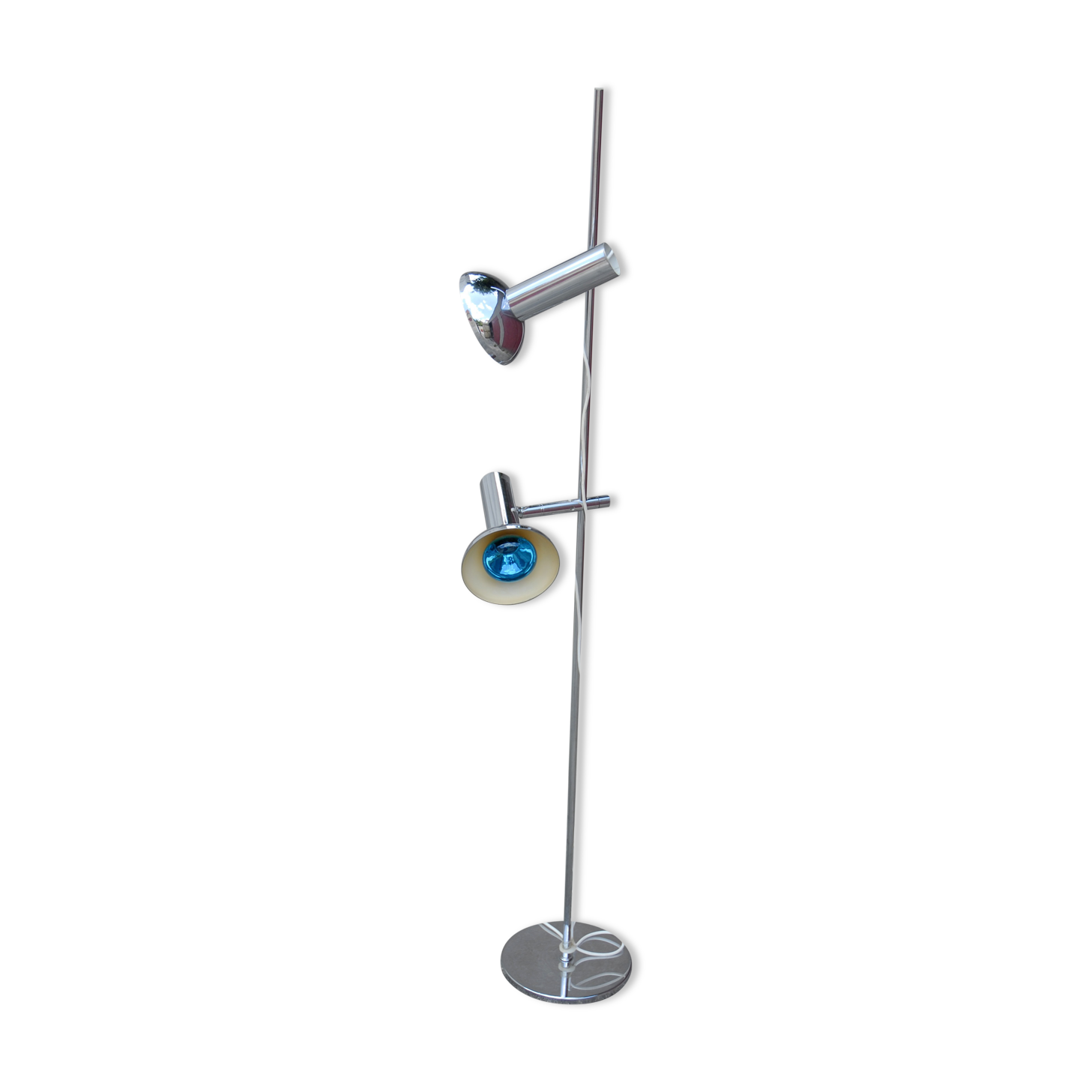 Floor lamp 2 spots chrome dating 60-70 years