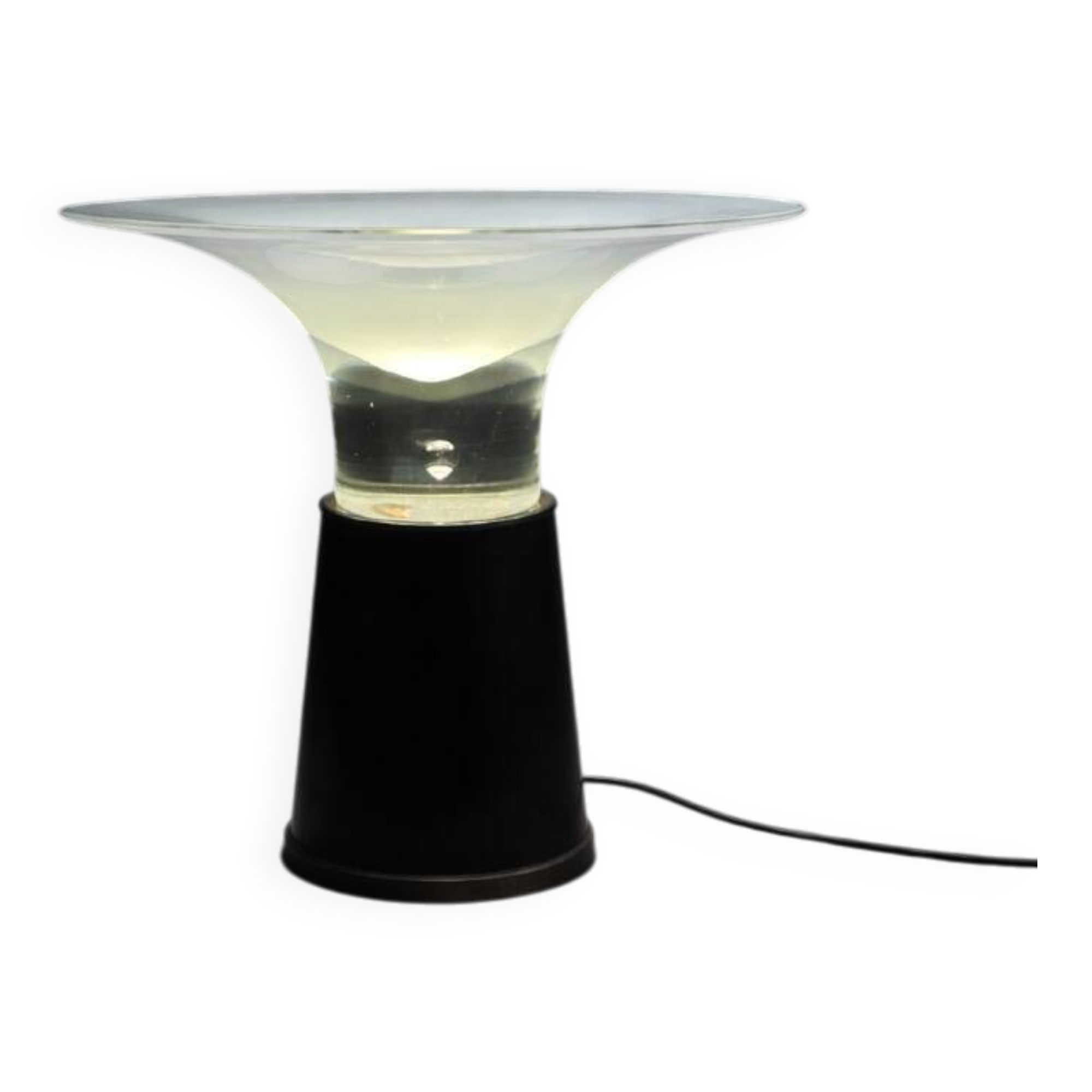 VISTOSI - RARE LAMP WITH LEATHER BASE AND GLASS - ITALY - 1970
