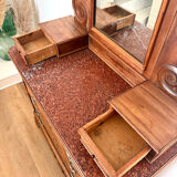 Louis-Philippe walnut commode with marble top and pediment mirror –