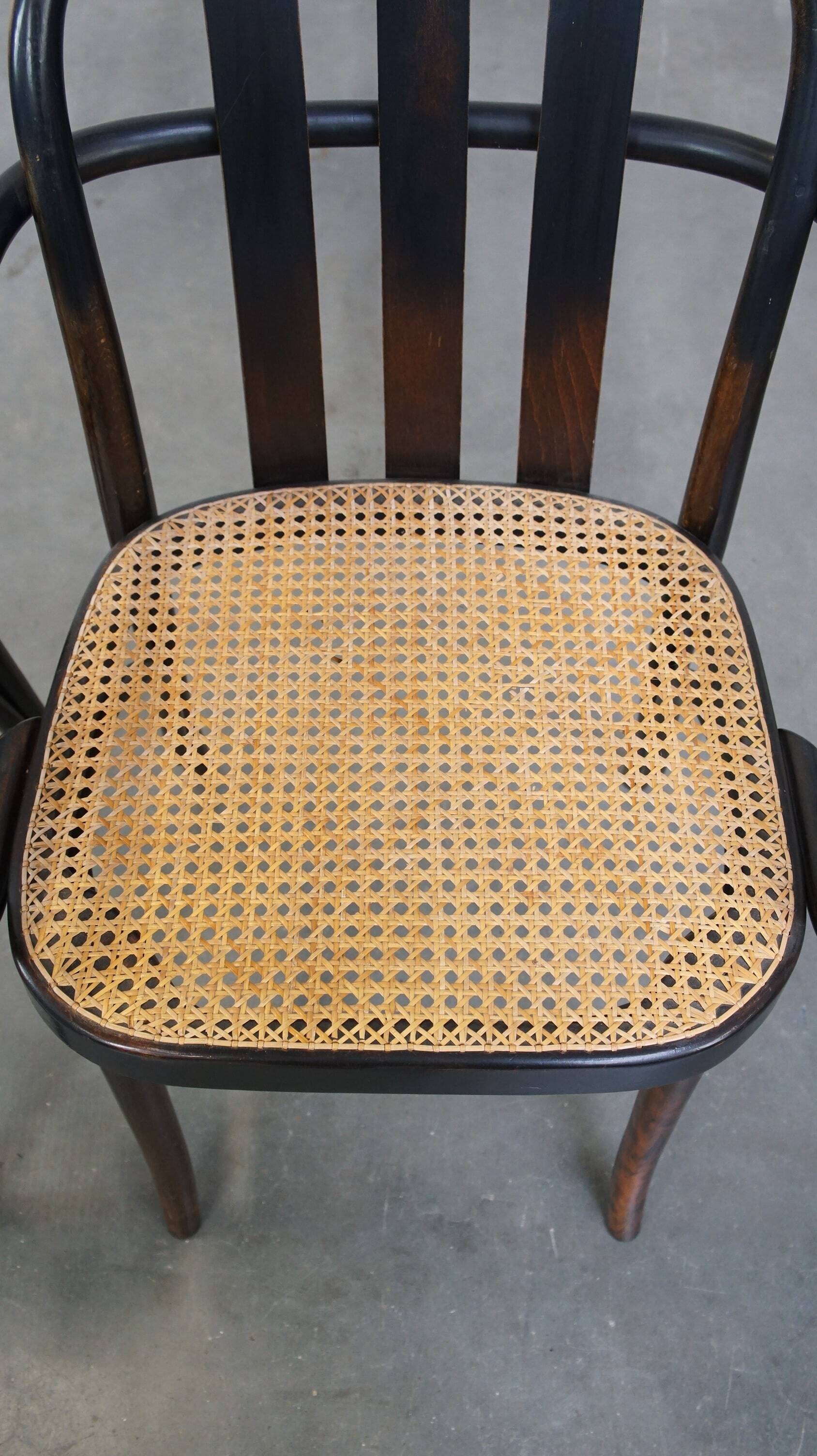 Set of 2 wooden dining chairs with woven seats