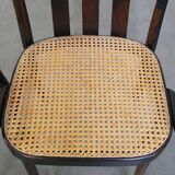 Set of 2 wooden dining chairs with woven seats