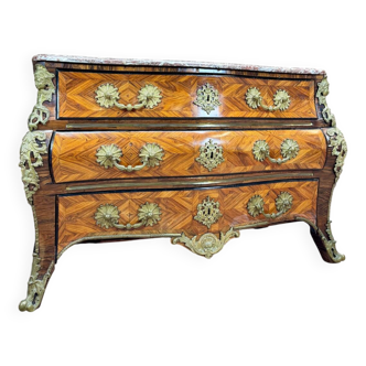 Commode tombeau En Marqueterie D’époque Régence Louis XV XVIII Eme Siècle