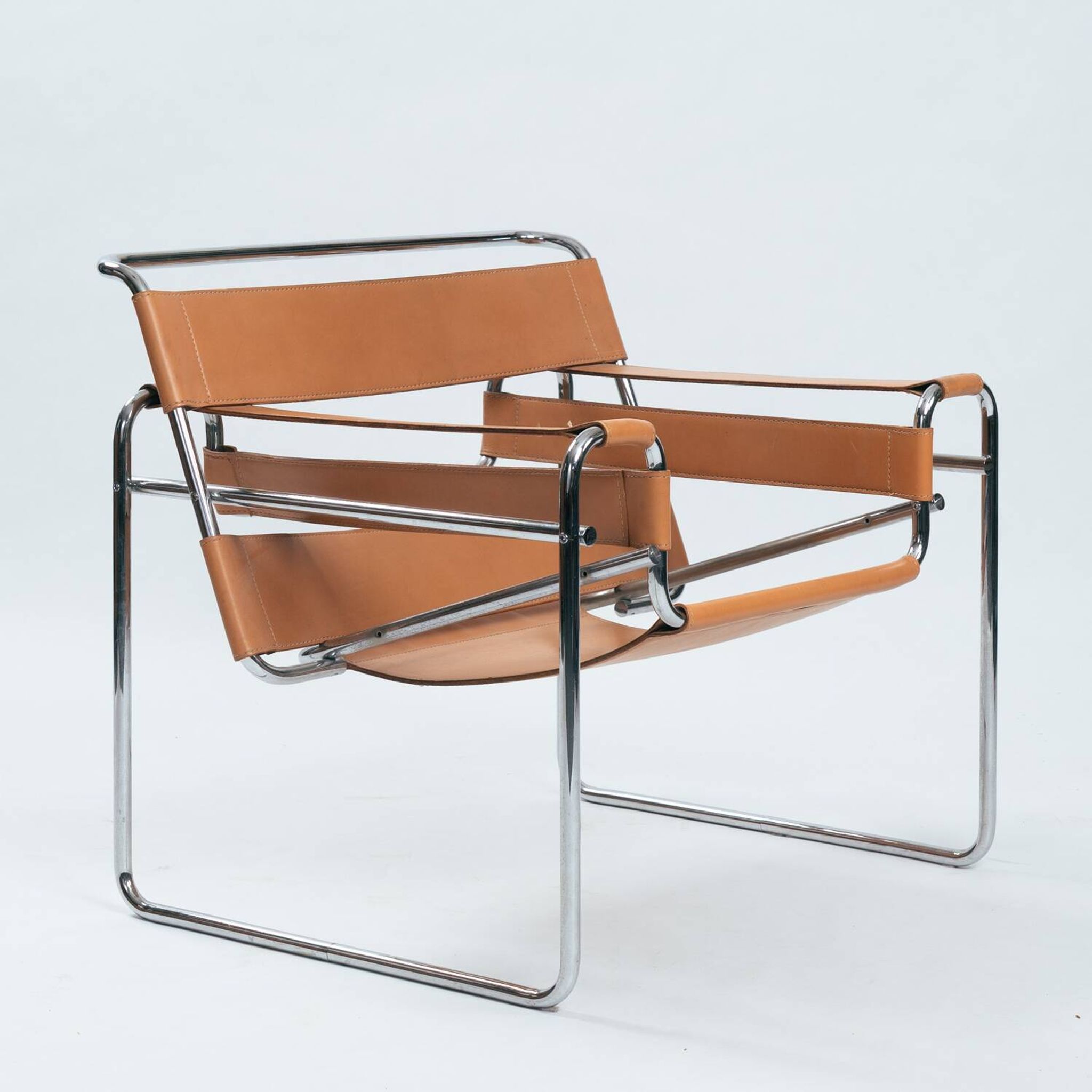 Wassily chair by Marcel Breuer, in brown leather, Italy, 1980s