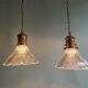 Pair of Holophane wall lamps in grooved glass, 1920s-30s