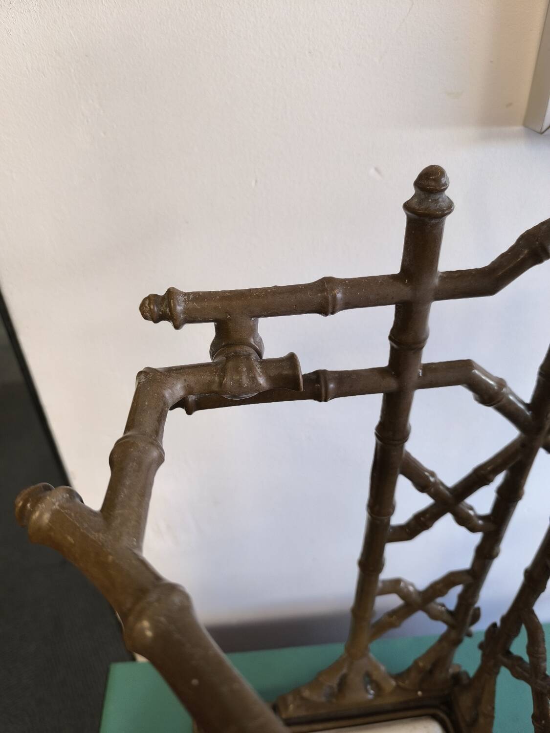 Bamboo imitation umbrella stand in enamelled cast iron circa 1930