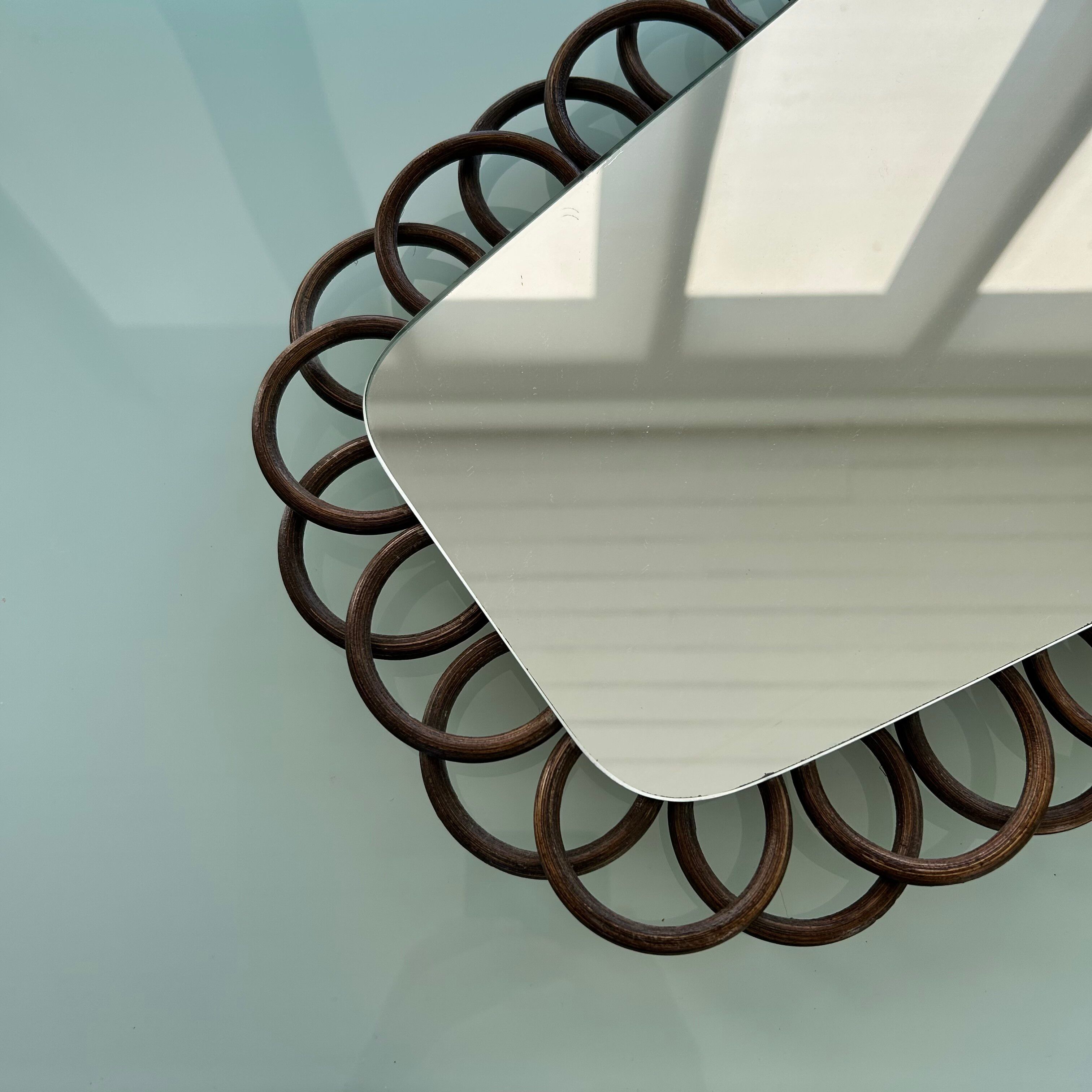 Rattan rear-view mirror