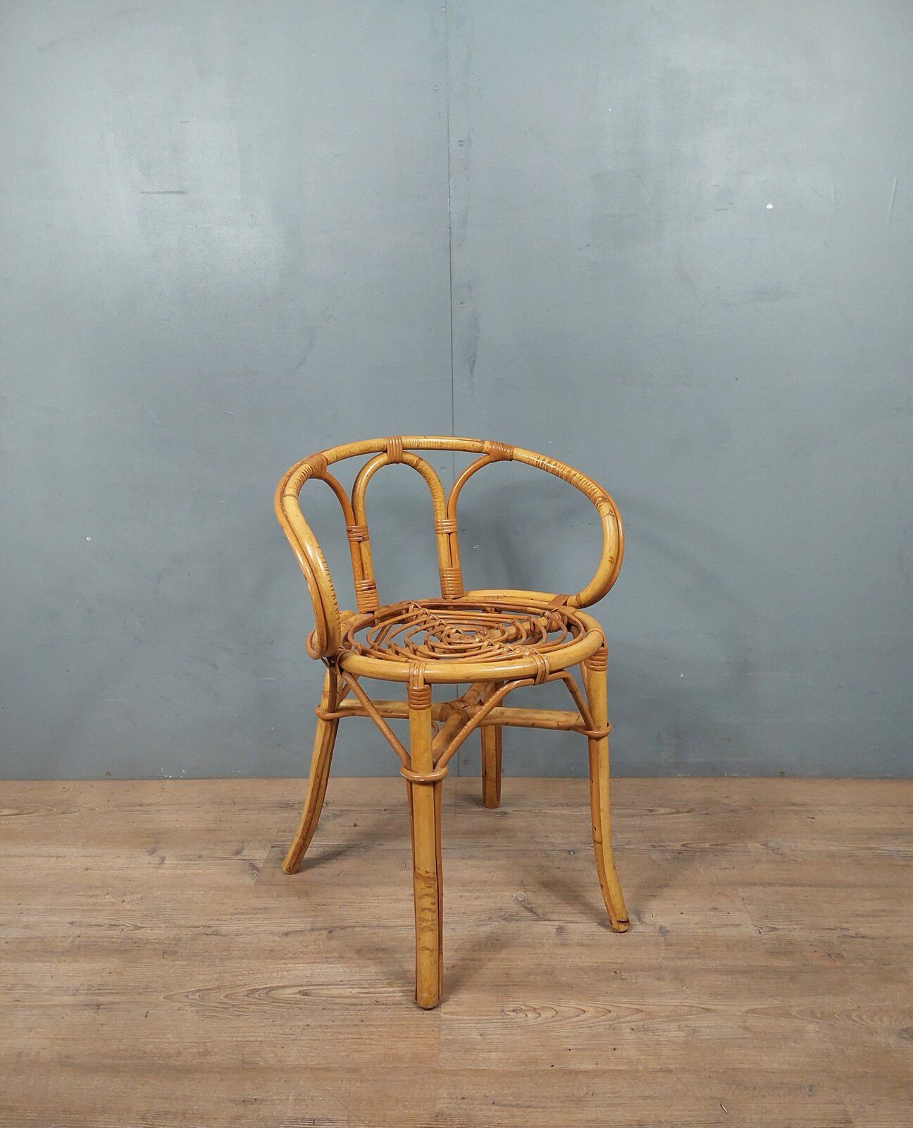 Vintage bamboo and rattan armchair