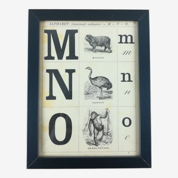 Framed m-n-o alphabet board