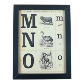 Framed m-n-o alphabet board
