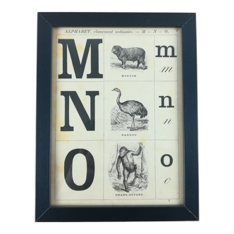 Planche alphabet m-n-o encadrée