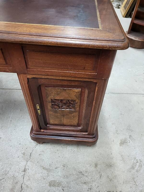 Art deco 4-door, 3-drawer, double-sided, 1930s flat desk