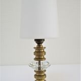 Lampe bronze doré cristal et opaline style néo classique vintage