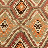 Red Brown Tribal Turkish Kilim Rug 146x292Cm SK 35174