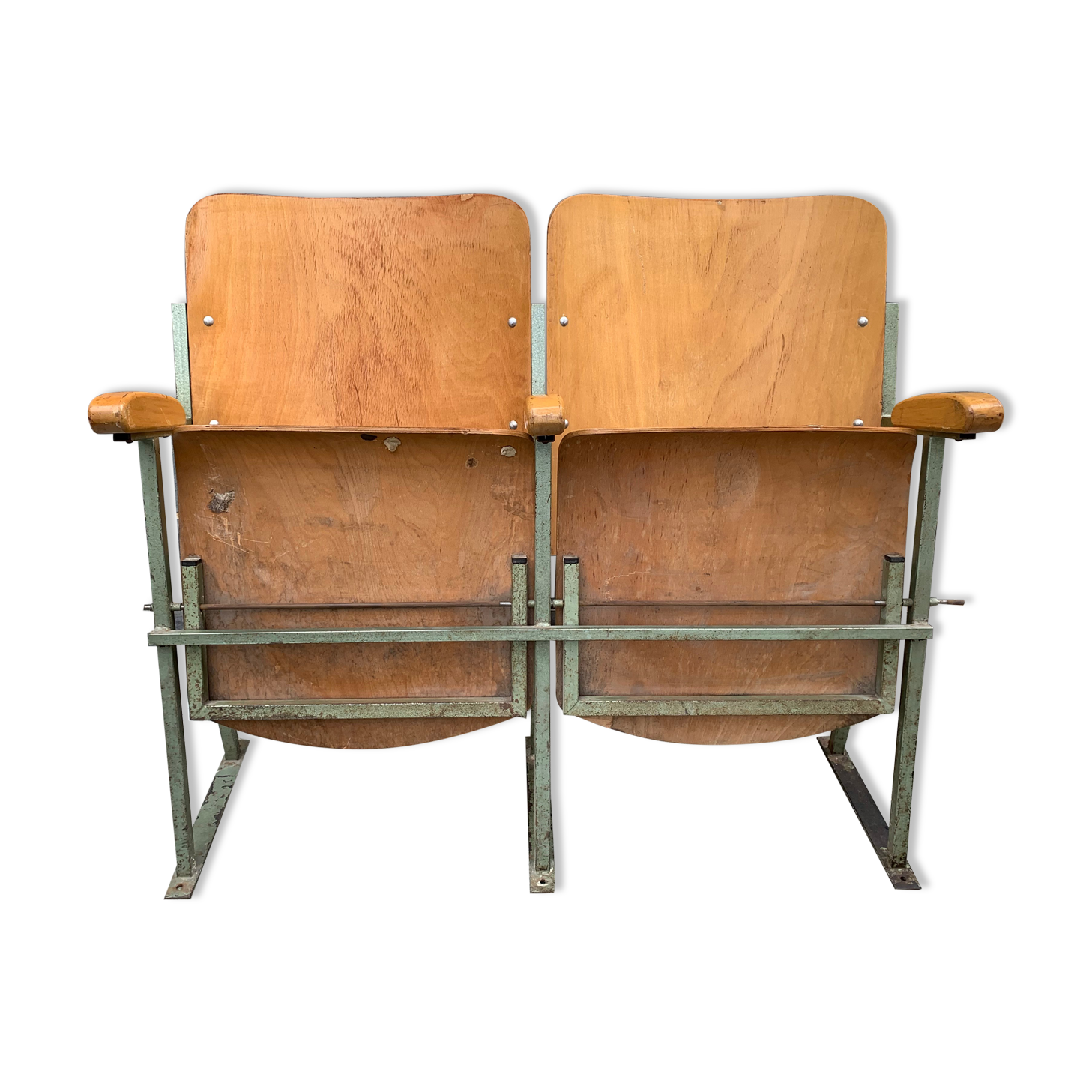 Pair of wooden cinema armchairs industrial style 1960s