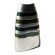 Vintage brushed aluminium vase with green stripes.