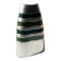 Vintage brushed aluminium vase with green stripes.